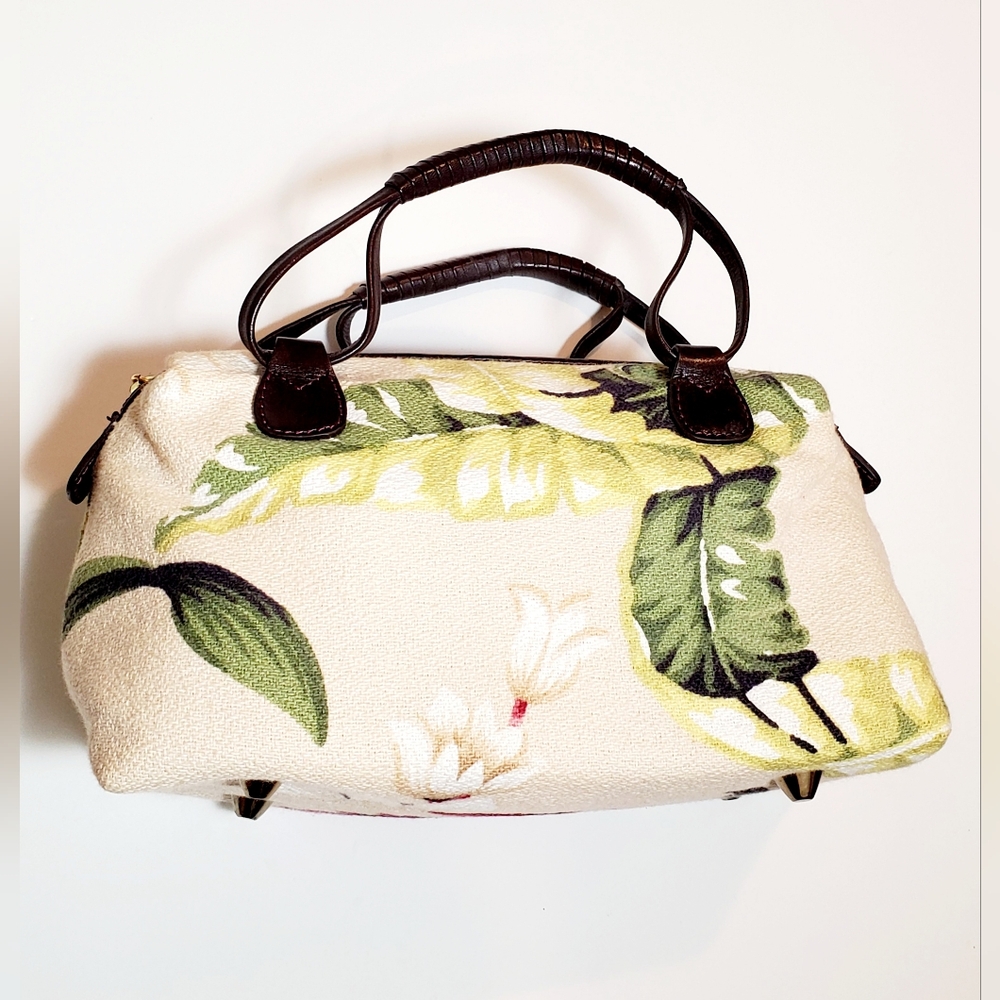 Tommy Bahama Cream and Green Floral Bag